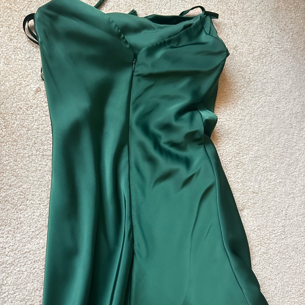 Morilee Emerald Green Satin Maxi Dress Formal Evening Gown Wedding Guest